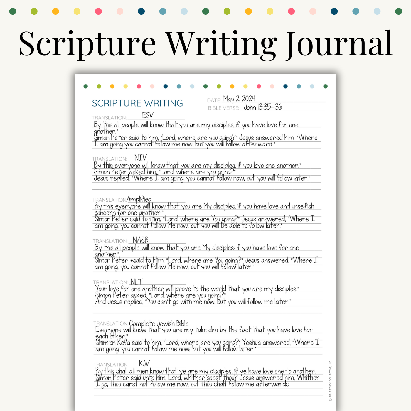 Sunday Scripture Journal Scripture Writing Journal - Digital – Bible Study Collective