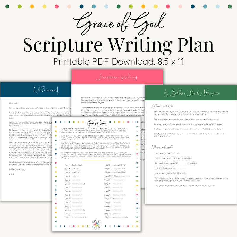 God's Grace Scripture Writing Plan |  Printable