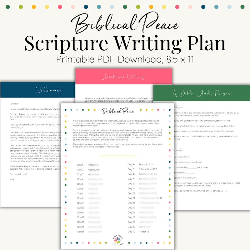 Biblical Peace Scripture Writing Plan |  Printable