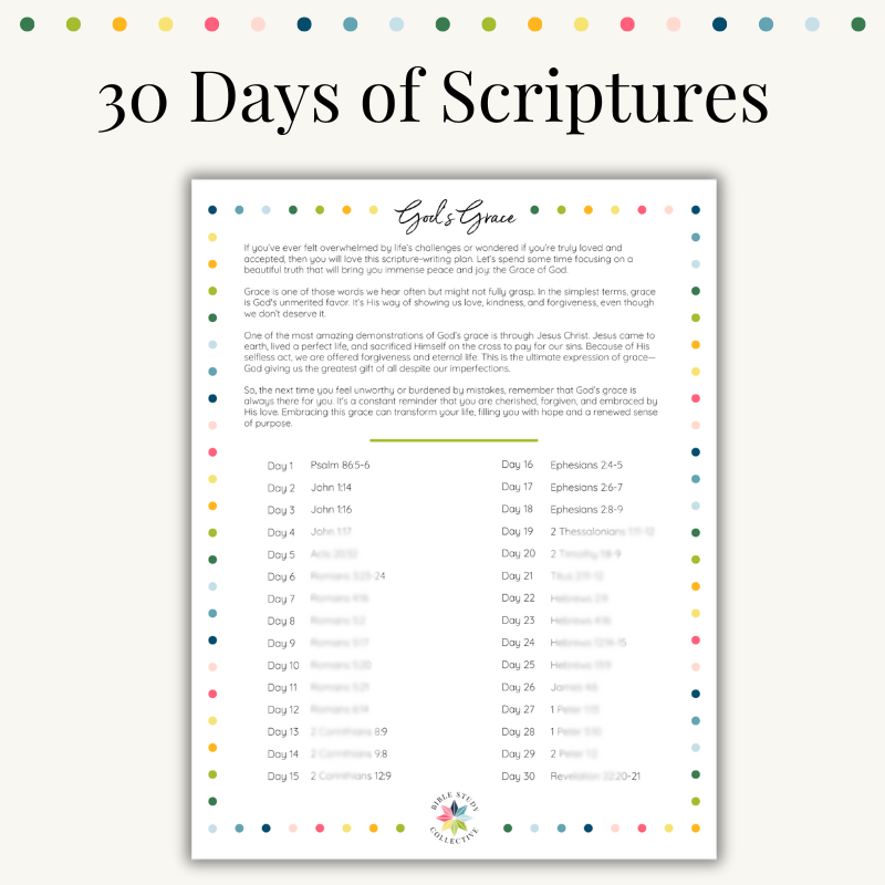 God's Grace Scripture Writing Plan |  Printable