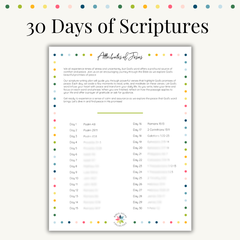 Attributes of Jesus Scripture Writing Plan |  Printable