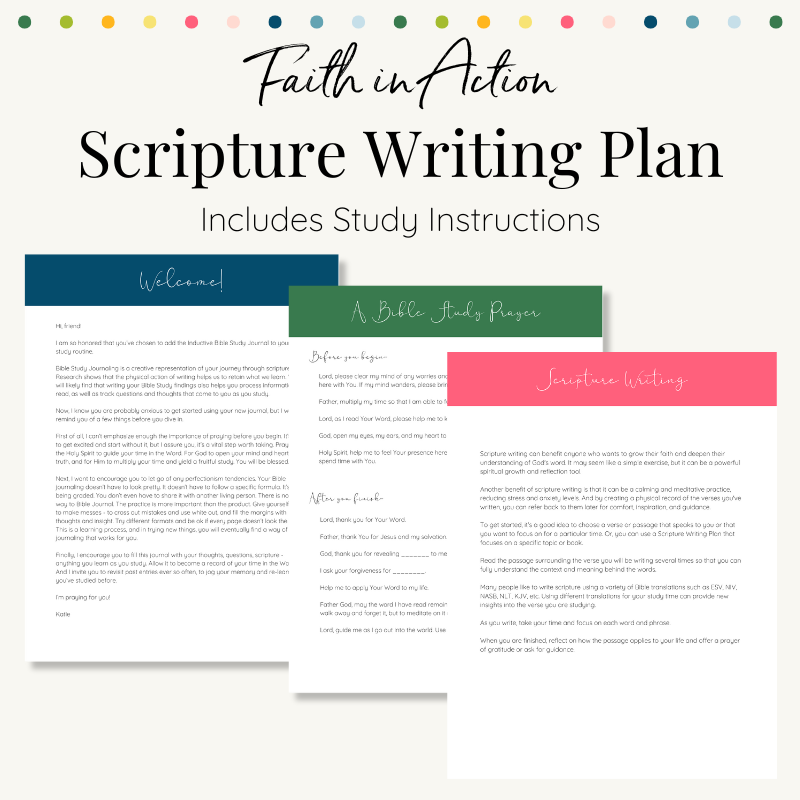 Faith in Action Scripture Writing Plan |  Printable