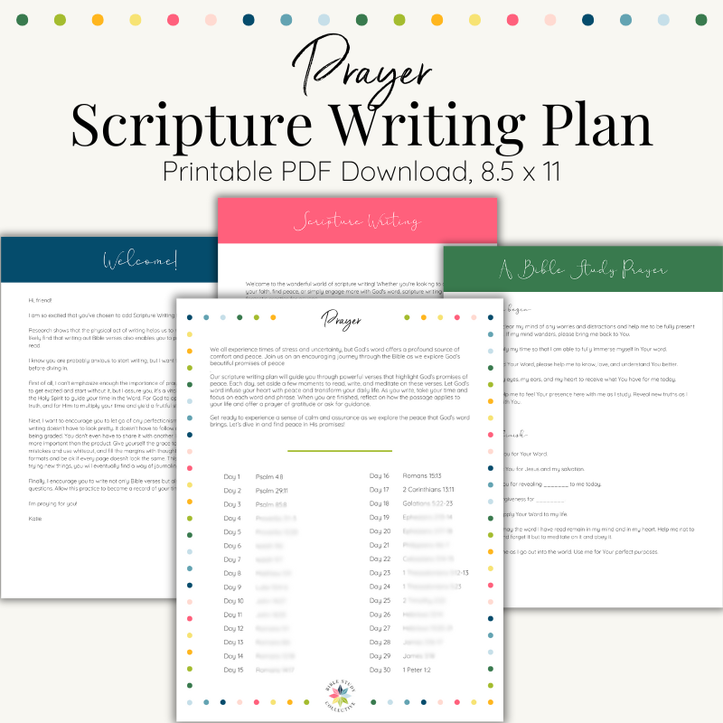 Scripture Study Writing Promts Prayer Scripture Writing Plan | Printable – Bible Study Collective