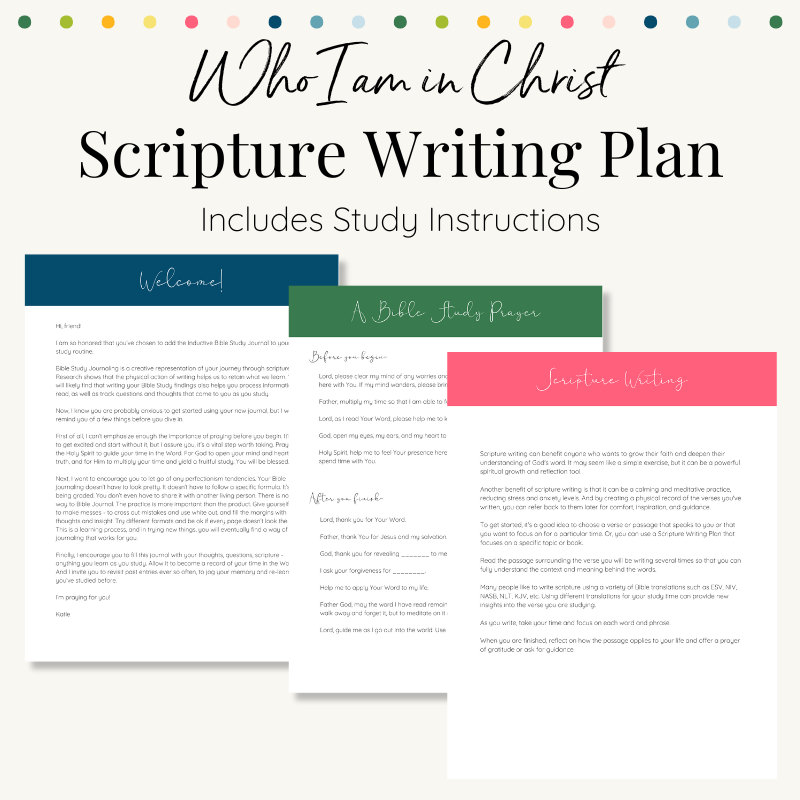 Who I am in Christ Scripture Writing Plan |  Printable